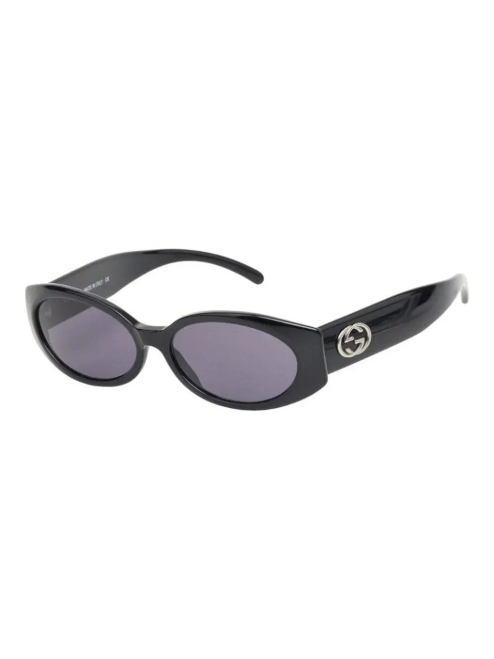 Gucci Vintage Interlocking Cell Frame Sunglasses Eyewear GG Black Acetate
